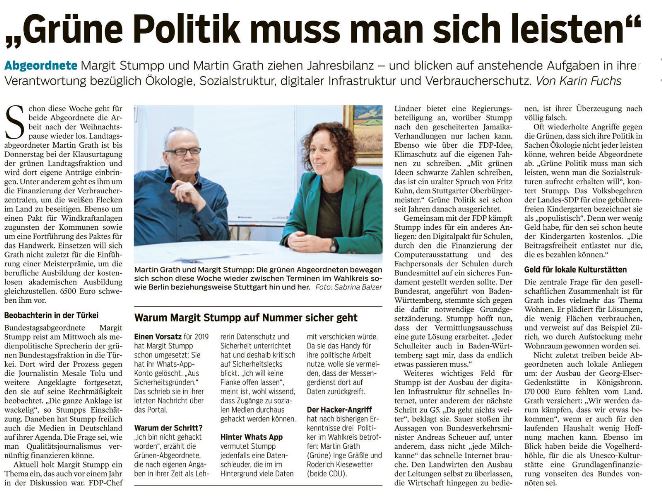 HZ-Interview mit MdB Margit Stumpp und MdL Martin Grath